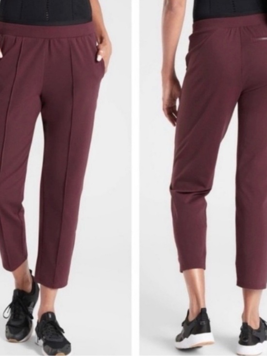 Athleta Pants - Athleta Women's Venice Pintuck Slim Burgundy Ankle Pants Size M